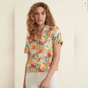 Marine Layer Hemp Blend Lucy Rest Shirt Fruit  XS - watermelon banana pineapple